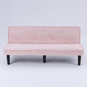 English Elm This 66-inch corduroy sofa bed with button-back design, sturdy wood frame, comfy sponge cushions, 500lb capacity Pink W3371P311451