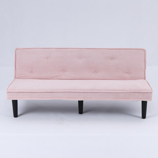 English Elm This 66-inch corduroy sofa bed with button-back design, sturdy wood frame, comfy sponge cushions, 500lb capacity Pink W3371P311451