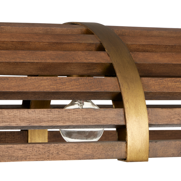 Woodbine Rectangular Modern Farmhouse Chandelier in Chestnut & Brass - Perfect for Kitchen Islands!