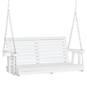 English Elm Porch Swing Solid Fir Wood Two Seat Slatted Design with Built in Cupholders T3971P388172