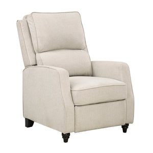 English Elm Beige Loveland Push-Back Recliner Chair with Textured Fabric, Dark Wood Legs, Transitional Comfort B011P395861