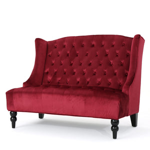 English Elm Christopher Knight Home® - LOVESEAT wingback velvet button-tufted diamond stitch loveseat with plush comfort and durable sheen WINE RED 61186.00NVLTWIN