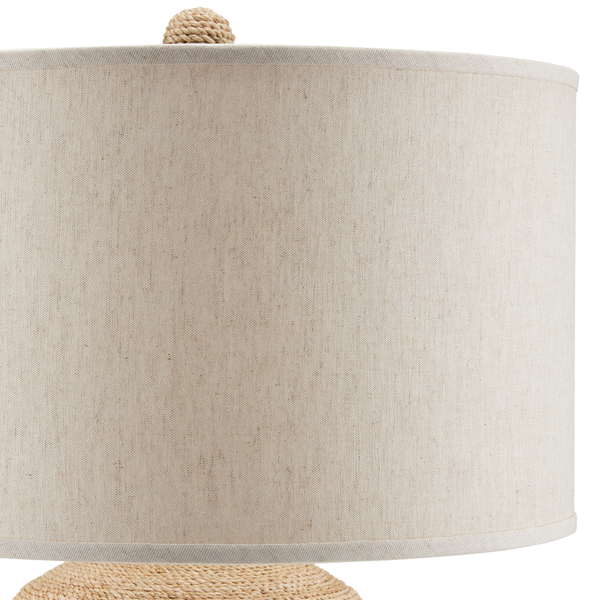 Kavala Table Lamp - Handmade Terracotta & Abaca Rope Design with Natural Linen Shade, 33" Tall