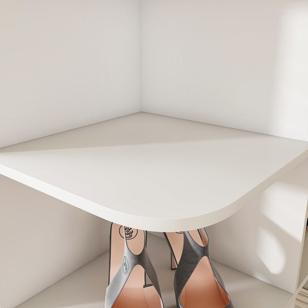 English Elm Rotating Shoe Rack Tower - 7-Tier 360° Spinning Organizer For 28 Pairs, Space-Saving Design In White W2699P270167-GIGA