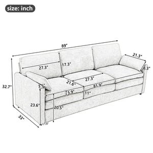 English Elm 101.2" Modular Chenille Sectional Sofa with Tufted Cushions and Deep Seating for Living Room Light Grey N719S001922R