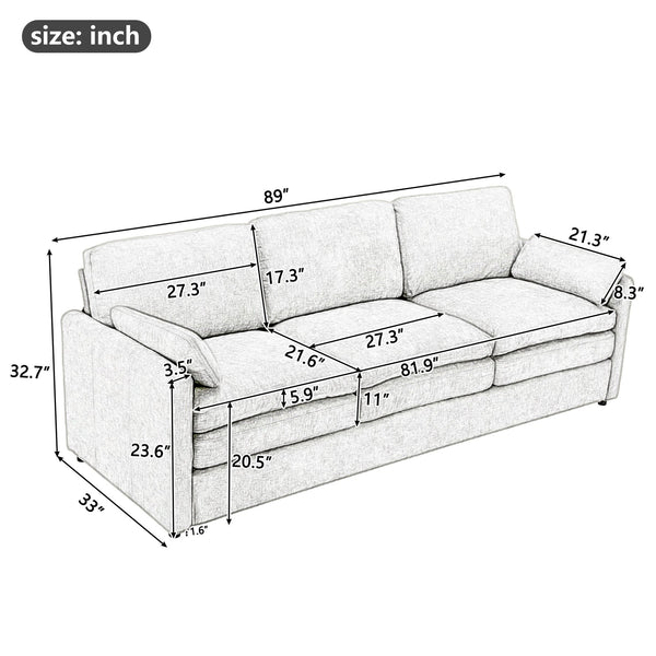 English Elm 101.2" Modular Chenille Sectional Sofa with Tufted Cushions and Deep Seating for Living Room Grey N719S001922E