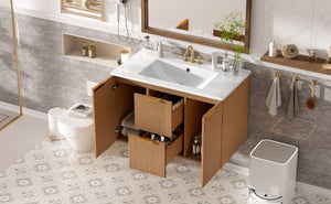 English Elm [video]36 Inch Floating Bathroom Vanity with Ceramic Sink Mdf Cabinet Soft Close N729P417256N