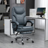 English Elm Vinsetto Pu Leather Massage Office Chair With 6 Vibration Points, Heated Reclining Computer Chair With Adjustable Height, Footrest, Gray