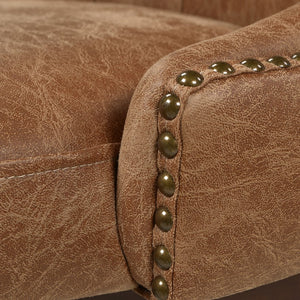 English Elm Jennifer Taylor Home - Holmes Tufted High-Back 360 Swivel Counter Stool in Mid Faux Leather — Handcrafted Comfort & Support Tan+Brown B2719P238380