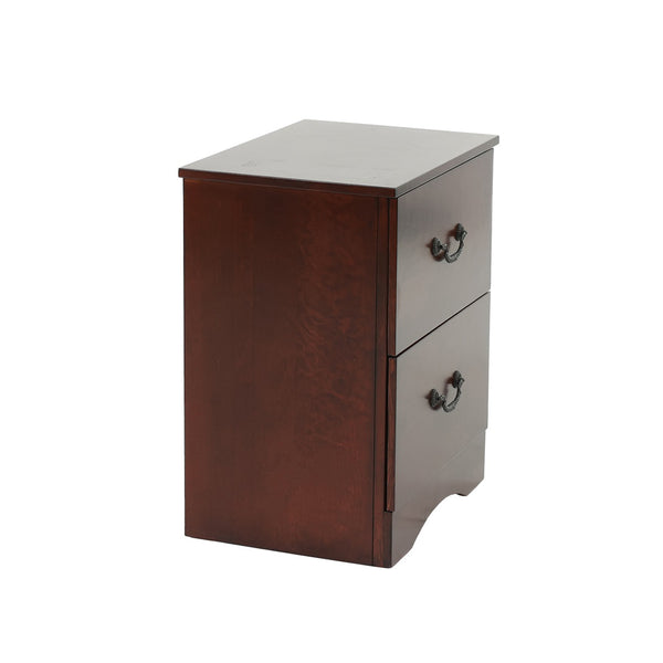 English Elm 2 Drawer Nightstand High Gloss Finish with Gold Accents, Modern Chic Storage for Bedroom Elegance Cherry B016P257268