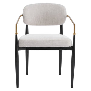 English Elm Fabric Upholstered Dining Chairs Glam Set of Two with Gold Accents Iron Frame N768P379506B