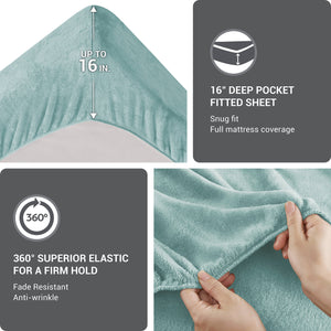 JLA Home True North by Sleep Philosophy - Micro True North Soloft Micro Plush Sheet Set – Brushed Both Sides, Lightweight Warmth, OEKO‑TEX Safe Comfortable Care Aqua BL20-0604