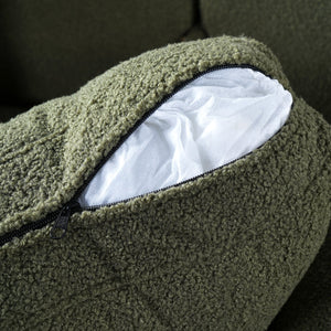 English Elm Christopher Knight Home® - 83.86" 3-Seater Sofa in Teddy Velvet with Curved Armrests & Solid Wood Legs, Plush Durable Comfort Green N765P331021N