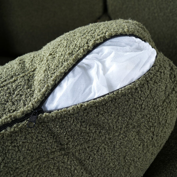 English Elm Christopher Knight Home® - 83.86" 3-Seater Sofa in Teddy Velvet with Curved Armrests & Solid Wood Legs, Plush Durable Comfort Green N765P331021N