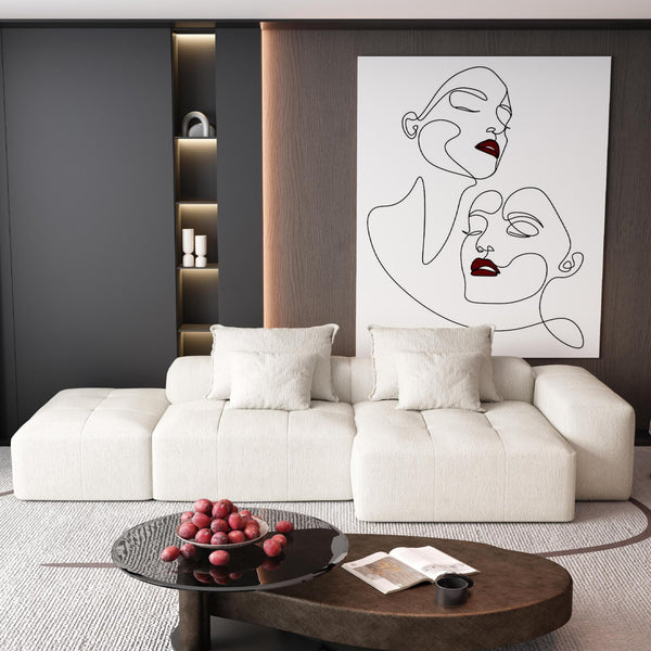 English Elm Modern Oversized Modular Sectional Sofa With Soft Chenille Fabric, Customizable Layout & 4 Pillows W1885S00057