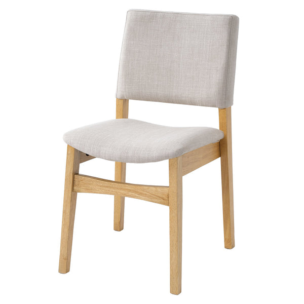 English Elm Upholstered Stackable Dining Chairs Linen Fabric Rubberwood Frame Rustic Set of 2 Natural N752P327193N