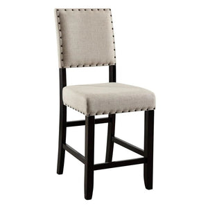 English Elm Antique Black Wood 5 Piece Counter Height Dining Set with Nailhead Farmhouse Chairs B011S00937