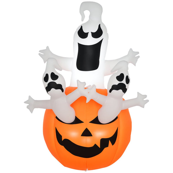 English Elm Halloween Inflatable Yard Display with Led Lit Pumpkin Ghosts Six Foot Outdoor T3971P384761