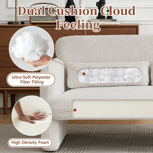 English Elm Best-selling Boucle Cloud Loveseat Velvet Upholstered 2 Seater with Lumbar Pillow Beige W1765P334058