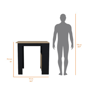 English Elm FM Arial Kitchen Island Black/Natural Oak Melamine | Compact 36" Prep Station w/ Door & Open Storage B128P217896