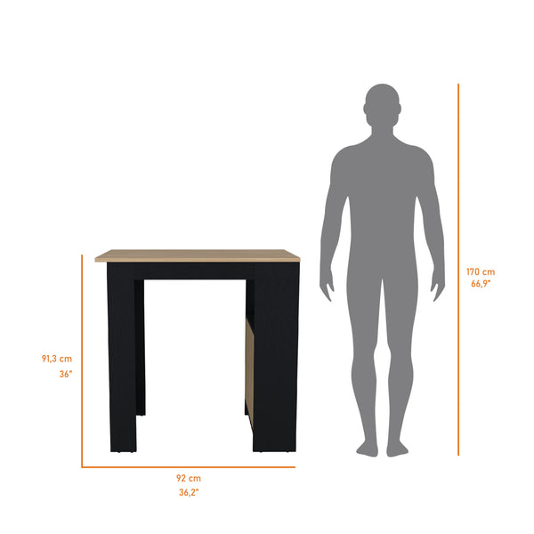 English Elm FM Arial Kitchen Island Black/Natural Oak Melamine | Compact 36" Prep Station w/ Door & Open Storage B128P217896