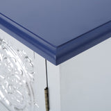 Christopher Knight Home® - Noble House - Alana Modern Firwood Cabinet with Carved Panels, Silver and Navy Blue