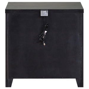 English Elm Herndon Grey 2-Drawer Nightstand with USB Port, Brass Accents & Wood Grain Finish for Modern Bedrooms B062P299925
