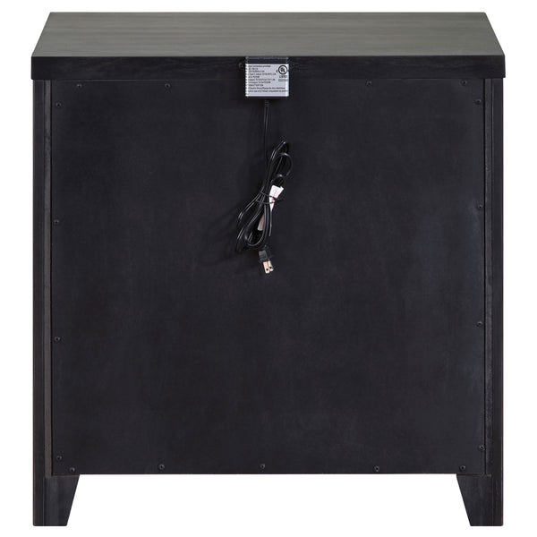 English Elm Herndon Grey 2-Drawer Nightstand with USB Port, Brass Accents & Wood Grain Finish for Modern Bedrooms B062P299925