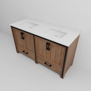 English Elm Rustic Barnwood Double Bath Vanity With Cultured Marble Top - Spacious Storage & Soft-Close Design B2731P260716-GIGA