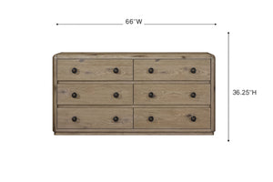 English Elm Dresser English Knotty Oak Solid Wood+MDF Veneer, Self-Closing Drawers, Felt & Cedar Lined Storage B2699P409546