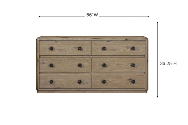 English Elm Dresser English Knotty Oak Solid Wood+MDF Veneer, Self-Closing Drawers, Felt & Cedar Lined Storage B2699P409546