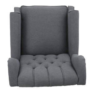 English Elm Charcoal Wingback Pushback Recliner with Button Tufted Diamond Fabric Upholstery Charcoal N763P410529E