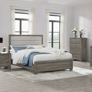 English Elm Funston Brown Oak Nightstand with 2 Drawers, Tapered Legs & Metal Bar Handles for Organized Style B062P375571