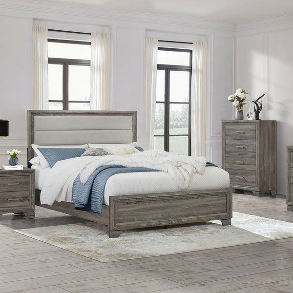 English Elm Funston Brown Oak Nightstand with 2 Drawers, Tapered Legs & Metal Bar Handles for Organized Style B062P375571