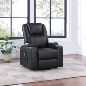 English Elm Macklin Faux Leather Power Lift Recliner with Heat Massage and Storage Pockets Black B062P466804