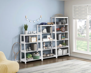 English Elm Modern Wooden Bookcase with Three Graduated Shelves for Books Toys and Decor Display White B011P460152
