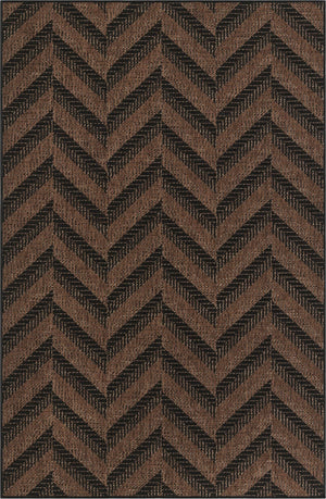 Unique Loom Outdoor Modern Chevron Machine Made Geometric Rug Brown, Brown/Black 5' 3" x 8' 0"