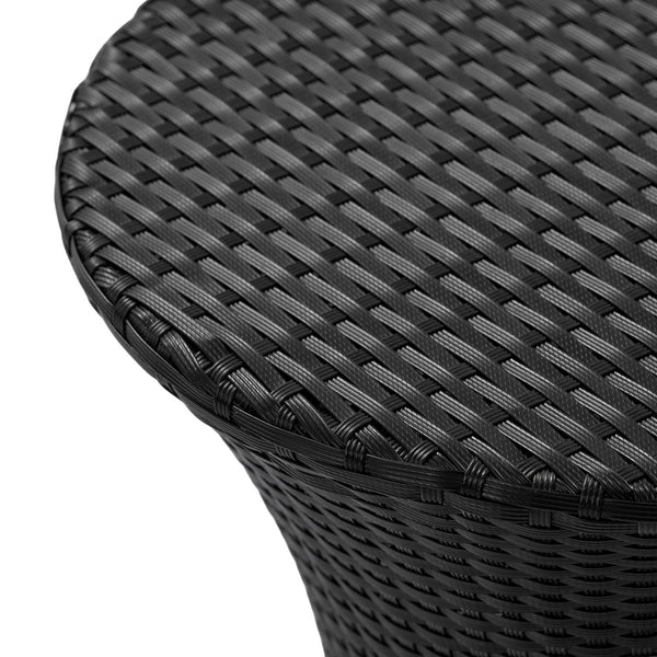 English Elm 19" Kono Hourglass Wicker Side Table Pe Rattan Sculptural Accent for Patio or Living Room Black N773P362078R