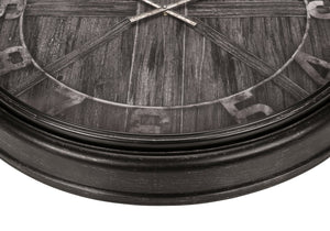 English Elm Clocks, 30" Round Oversized Wall Clock In Distressed Brown Frame For Modern Transitional Decor B2710P287068