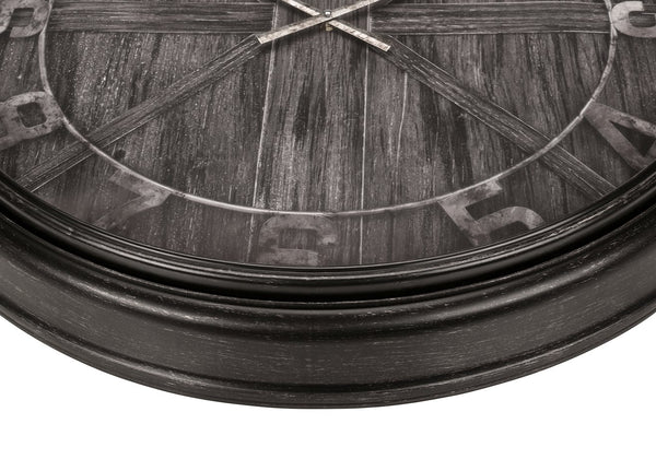 English Elm Clocks, 30" Round Oversized Wall Clock In Distressed Brown Frame For Modern Transitional Decor B2710P287068