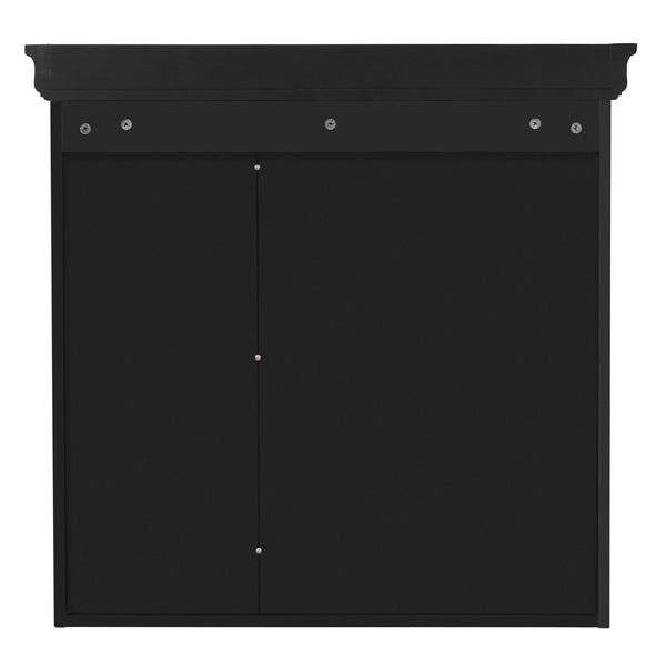 English Elm 30'' Wall-Mounted Medicine Cabinet with Mirror and Adjustable Shelves, Modern MDF Storage Organizer Black N710P209425B