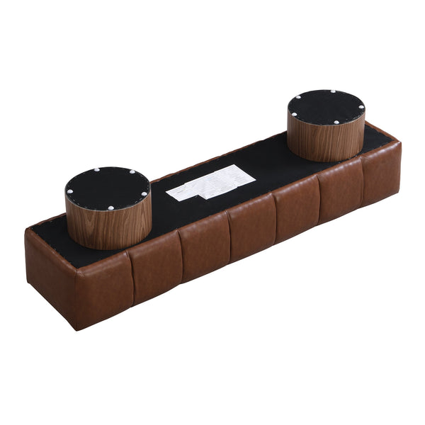 English Elm Christopher Knight Home® - Upholstered Multi-Purpose Dining Bench 64" No-Assembly Entryway Seat 300lb Capacity Modern PU Upholstery Brown N779P253550B