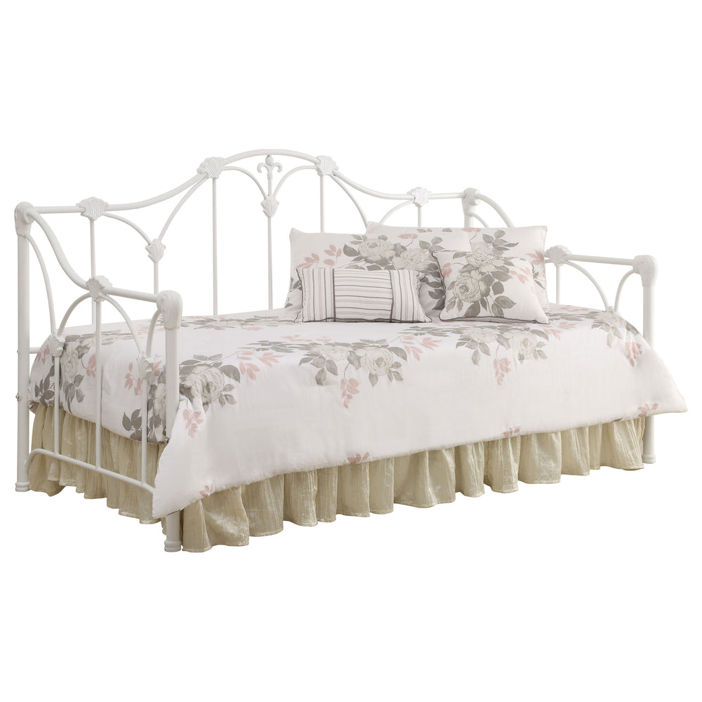 English Elm Linsley Romantic White Twin Metal Arched Daybed with Floral Accents, Charming Cottage Style Guest or Girls Room B062P340741