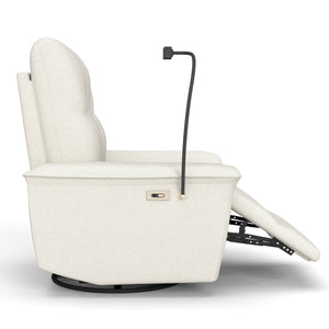 English Elm 270° Swivel Power Recliner Velvet Glider Rocker with Usb Ports for Living Room Beige W1028S00058