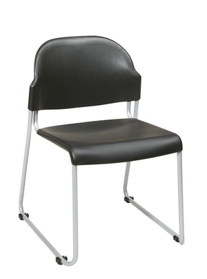 OSP Home Furnishings Stack Chair with Chrome Steel Frame Contoured Seat Ergonomic Support Stackable Office Seating Black STC3230-3