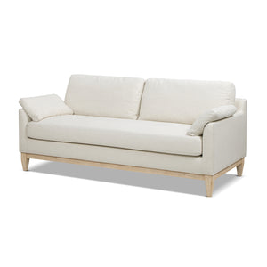 English Elm Jennifer Taylor Home - Pasadena 75.5" Modern Farmhouse Sofa in Flax White Linen — Eco Rubberwood Base, Plush Feather-Blend Pillows B2719P353146