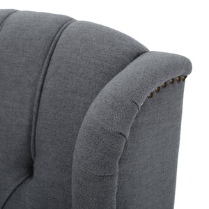 English Elm Charcoal Wingback Pushback Recliner with Button Tufted Diamond Fabric Upholstery Charcoal N763P410529E