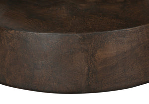 English Elm Accent Table Round Matte Finish Weather Resistant Magnesium Oxide Indoor Outdoor Side Walnut B2710P461678