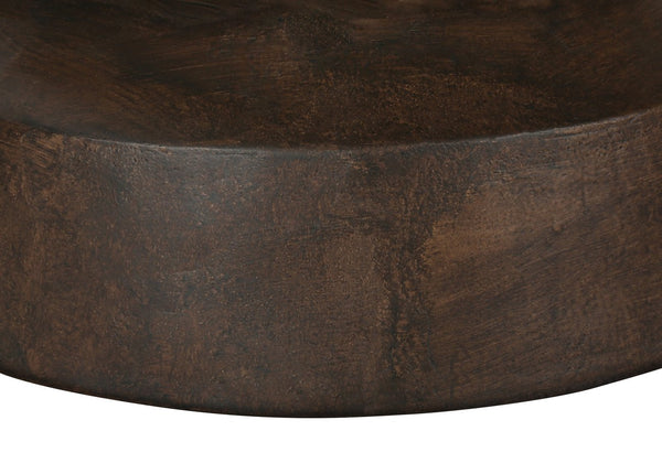 English Elm Accent Table Round Matte Finish Weather Resistant Magnesium Oxide Indoor Outdoor Side Walnut B2710P461678