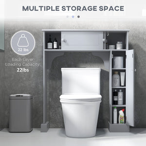 English Elm kleankin Over Toilet Storage Cabinet Gray — Space-Saving 4 Cubbies, Adjustable Shelf, Sliding Top Doors, Durable MDF (35" W x 41" H) W2225P173965